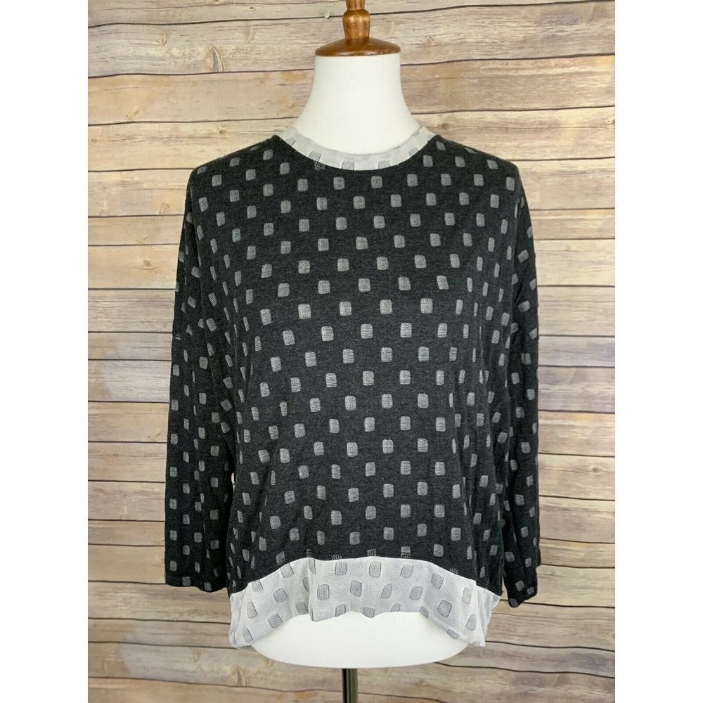 Cotton Innovation Womens XL Hi Lo Blouse Two Tone